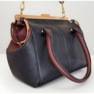 Tous Purse Snap Closure Handbag Or Shoulder Strap Black Brown Gold